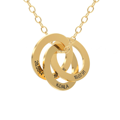 14k Gold Family Necklace / Linked Circle Gold Necklace / Custom Children Name Rings / Mother Gift / Personalized Jewelry / Eternity Necklace