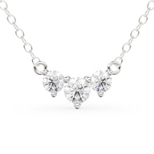 Load image into Gallery viewer, Classic Trio Diamond Necklace / 14k Gold Diamond Necklace 0.26 Ctw /Past Present Future / Prong Setting 3 Stone / Gift for her