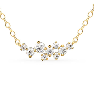 Cluster Necklace in 14k Gold / Diamond Cluster Necklace / Unique Diamond Layering Necklace / Minimalist Gift / Diamond Necklace / Gift