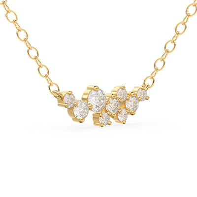 Cluster Necklace in 14k Gold / Diamond Cluster Necklace / Unique Diamond Layering Necklace / Minimalist Gift / Diamond Necklace / Gift