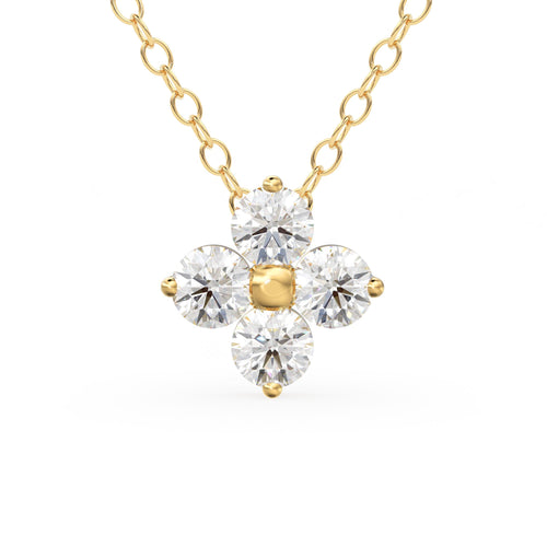 14k Diamond Clover Necklace / Diamond Necklace / Diamond Cluster Necklace / Unique Diamond Layering Necklace / Minimalist Tiny Charm Pendant