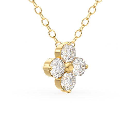 14k Diamond Clover Necklace / Diamond Necklace / Diamond Cluster Necklace / Unique Diamond Layering Necklace / Minimalist Tiny Charm Pendant