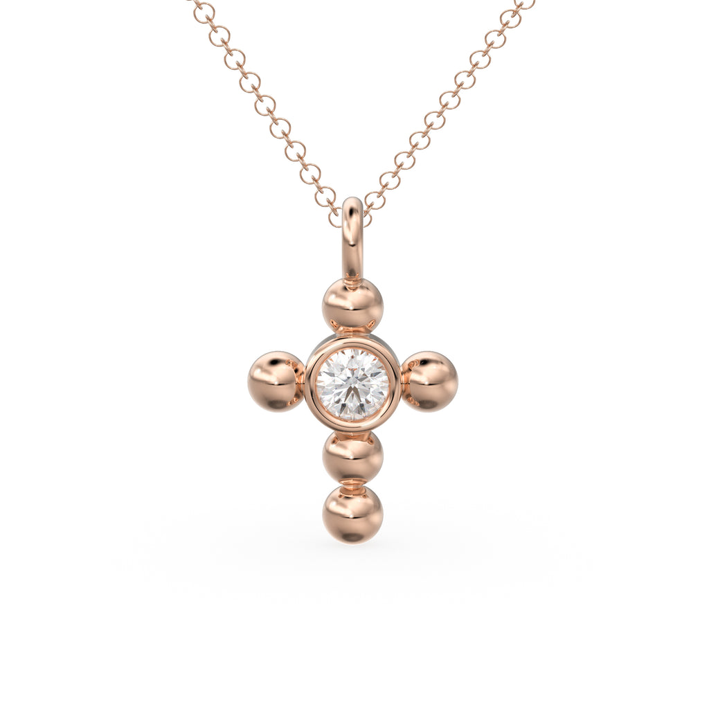 Diamond Cross Necklace / Tiny Diamond Cross Pendant / 14k Gold Cross Necklace / Small Diamond Cross / Baptism Gift / Christmas Gift