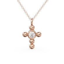 Load image into Gallery viewer, Diamond Cross Necklace / Tiny Diamond Cross Pendant / 14k Gold Cross Necklace / Small Diamond Cross / Baptism Gift / Christmas Gift