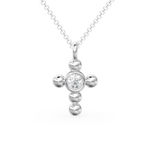 Load image into Gallery viewer, Diamond Cross Necklace / Tiny Diamond Cross Pendant / 14k Gold Cross Necklace / Small Diamond Cross / Baptism Gift / Christmas Gift