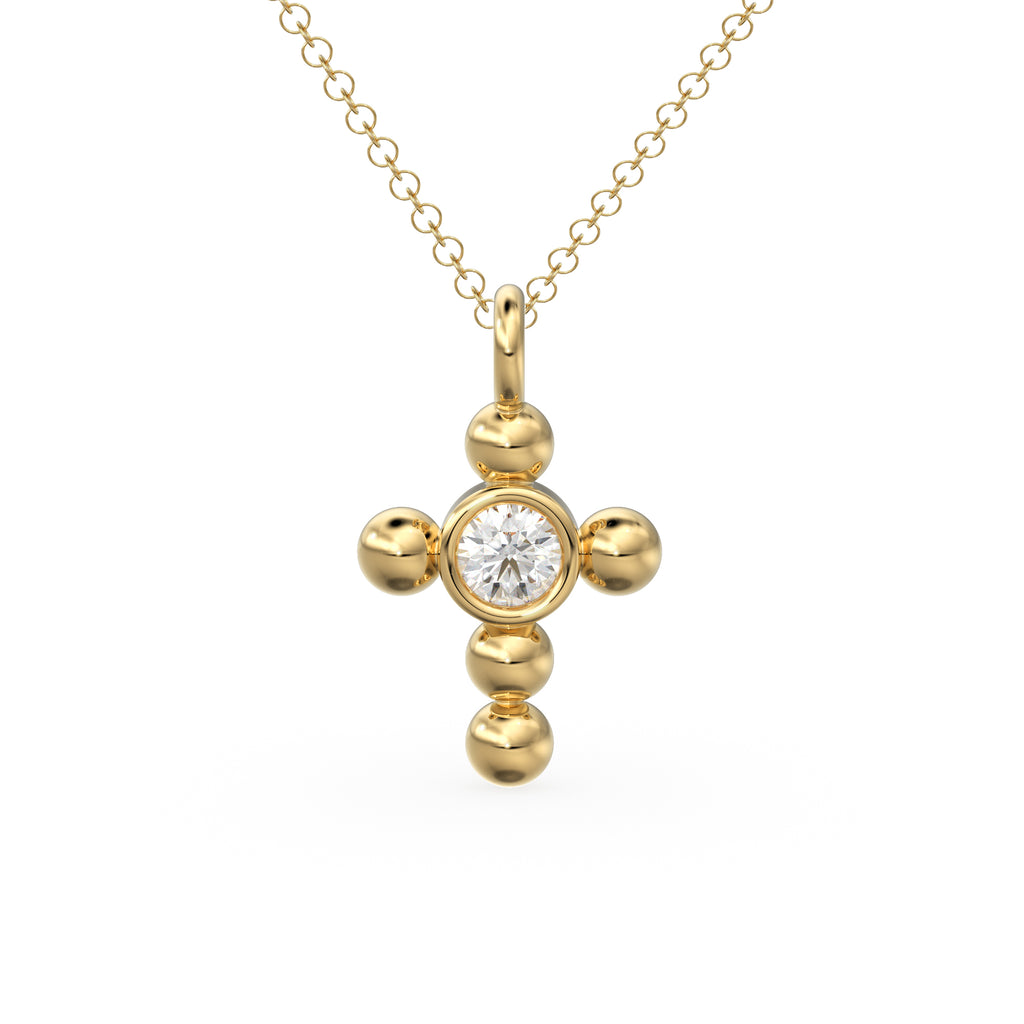 Diamond Cross Necklace / Tiny Diamond Cross Pendant / 14k Gold Cross Necklace / Small Diamond Cross / Baptism Gift / Christmas Gift