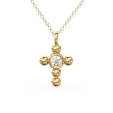 Load image into Gallery viewer, Diamond Cross Necklace / Tiny Diamond Cross Pendant / 14k Gold Cross Necklace / Small Diamond Cross / Baptism Gift / Christmas Gift