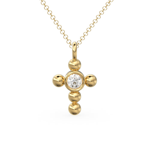 Diamond Cross Necklace / Tiny Diamond Cross Pendant / 14k Gold Cross Necklace / Small Diamond Cross / Baptism Gift / Christmas Gift
