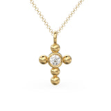 Diamond Cross Necklace / Tiny Diamond Cross Pendant / 14k Gold Cross Necklace / Small Diamond Cross / Baptism Gift / Christmas Gift