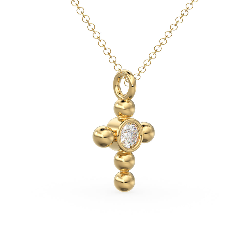 Diamond Cross Necklace / Tiny Diamond Cross Pendant / 14k Gold Cross Necklace / Small Diamond Cross / Baptism Gift / Christmas Gift