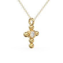 Load image into Gallery viewer, Diamond Cross Necklace / Tiny Diamond Cross Pendant / 14k Gold Cross Necklace / Small Diamond Cross / Baptism Gift / Christmas Gift