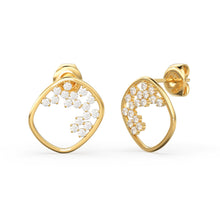 Load image into Gallery viewer, Diamond Cluster Earrings/ Diamond Earrings in 14k Solid Gold / Designer Diamond Earrings/ Stud Earrings/ Statement Diamond Studs / Gift