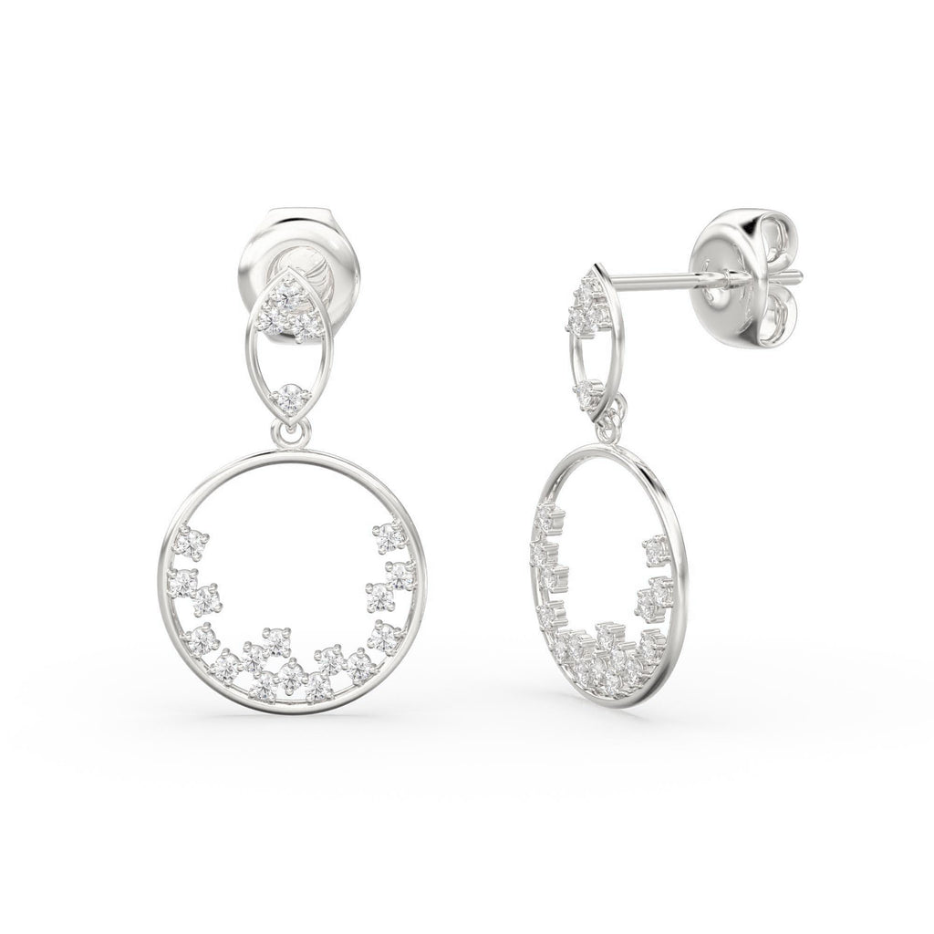 Diamond Circle Earrings/ Diamond Earrings in 14k Solid Gold / Designer Diamond Earrings/ Stud Earrings/ Statement Diamond Studs / Gift