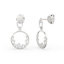 Load image into Gallery viewer, Diamond Circle Earrings/ Diamond Earrings in 14k Solid Gold / Designer Diamond Earrings/ Stud Earrings/ Statement Diamond Studs / Gift