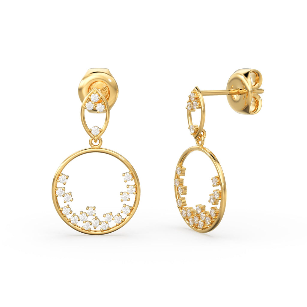 Diamond Circle Earrings/ Diamond Earrings in 14k Solid Gold / Designer Diamond Earrings/ Stud Earrings/ Statement Diamond Studs / Gift