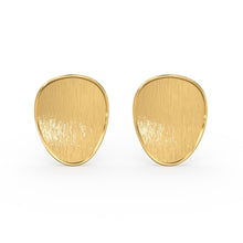 Load image into Gallery viewer, Brushed Metal 14k Gold Earrings/ Oval Earrings in 14k Solid Gold / Handmade Earrings/ Textured Earrings/ Statement 14k Gold Studs / Gift