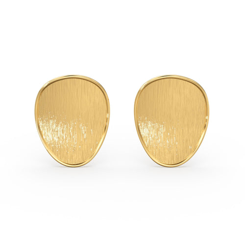 Brushed Metal 14k Gold Earrings/ Oval Earrings in 14k Solid Gold / Handmade Earrings/ Textured Earrings/ Statement 14k Gold Studs / Gift