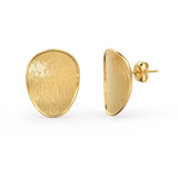 Brushed Metal 14k Gold Earrings/ Oval Earrings in 14k Solid Gold / Handmade Earrings/ Textured Earrings/ Statement 14k Gold Studs / Gift