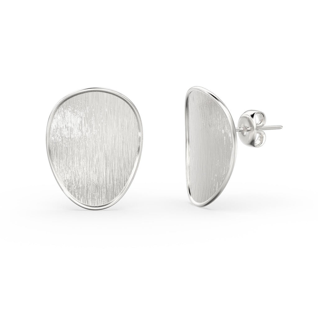 Brushed Metal 14k Gold Earrings/ Oval Earrings in 14k Solid Gold / Handmade Earrings/ Textured Earrings/ Statement 14k Gold Studs / Gift