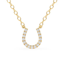 Load image into Gallery viewer, Mini Diamond Horseshoe Necklace/ 14k Gold Lucky HorseShoe Charm Necklace with Diamonds/ Mini Horseshoe Pendant / Good Luck Charm Pendant