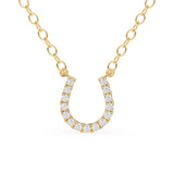 Mini Diamond Horseshoe Necklace/ 14k Gold Lucky HorseShoe Charm Necklace with Diamonds/ Mini Horseshoe Pendant / Good Luck Charm Pendant