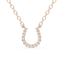Load image into Gallery viewer, Mini Diamond Horseshoe Necklace/ 14k Gold Lucky HorseShoe Charm Necklace with Diamonds/ Mini Horseshoe Pendant / Good Luck Charm Pendant