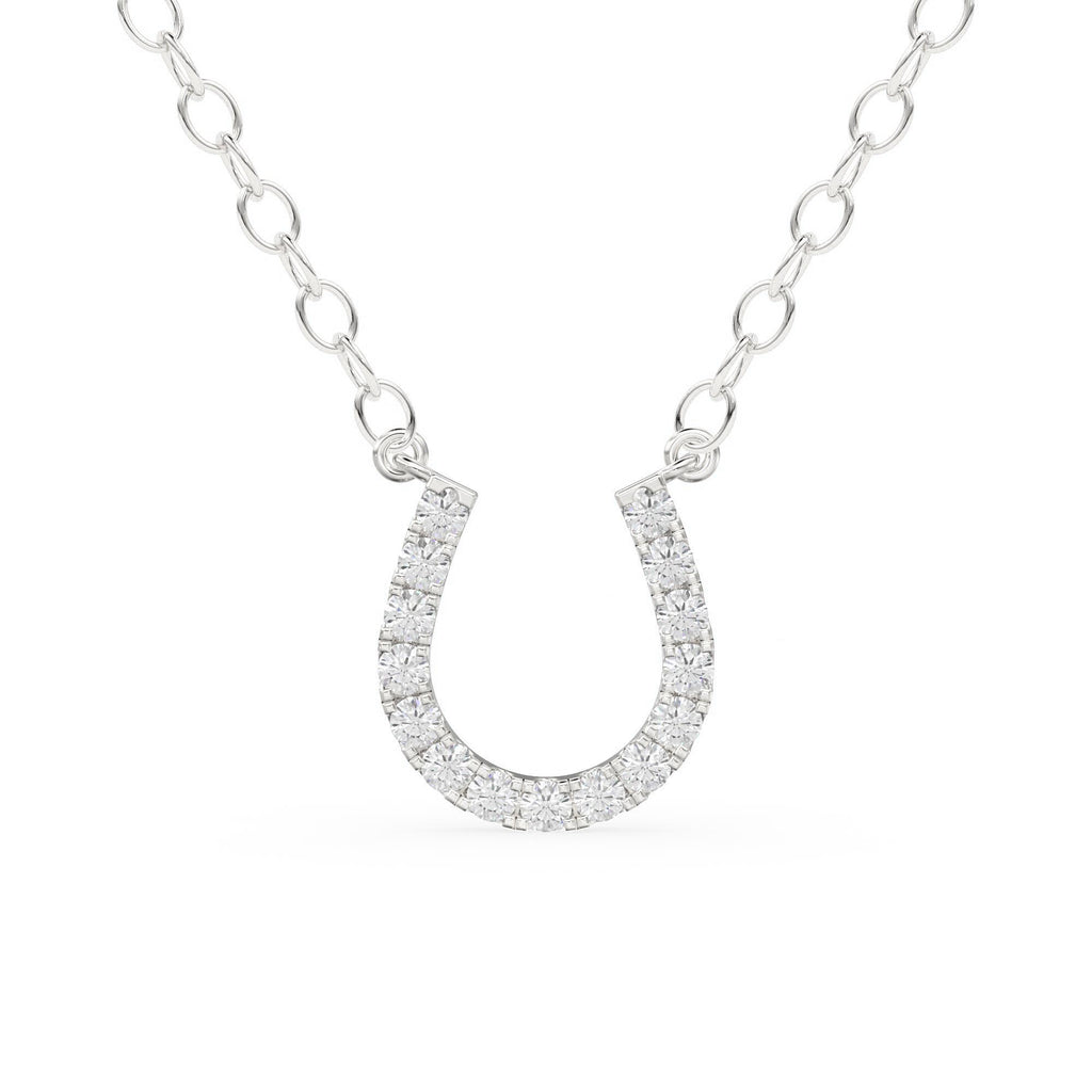 Mini Diamond Horseshoe Necklace/ 14k Gold Lucky HorseShoe Charm Necklace with Diamonds/ Mini Horseshoe Pendant / Good Luck Charm Pendant