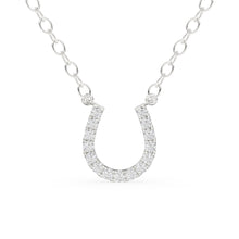 Load image into Gallery viewer, Mini Diamond Horseshoe Necklace/ 14k Gold Lucky HorseShoe Charm Necklace with Diamonds/ Mini Horseshoe Pendant / Good Luck Charm Pendant