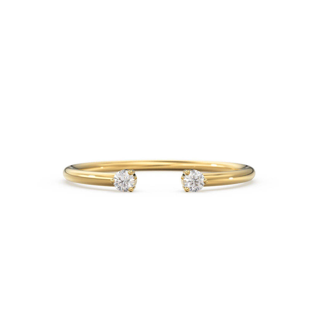 Dual Birthstone Ring / Open Diamond Ring / Two Birthstone Ring / Promise Ring / His and Hers Promise Ring / Birthday gift for her / Stacking