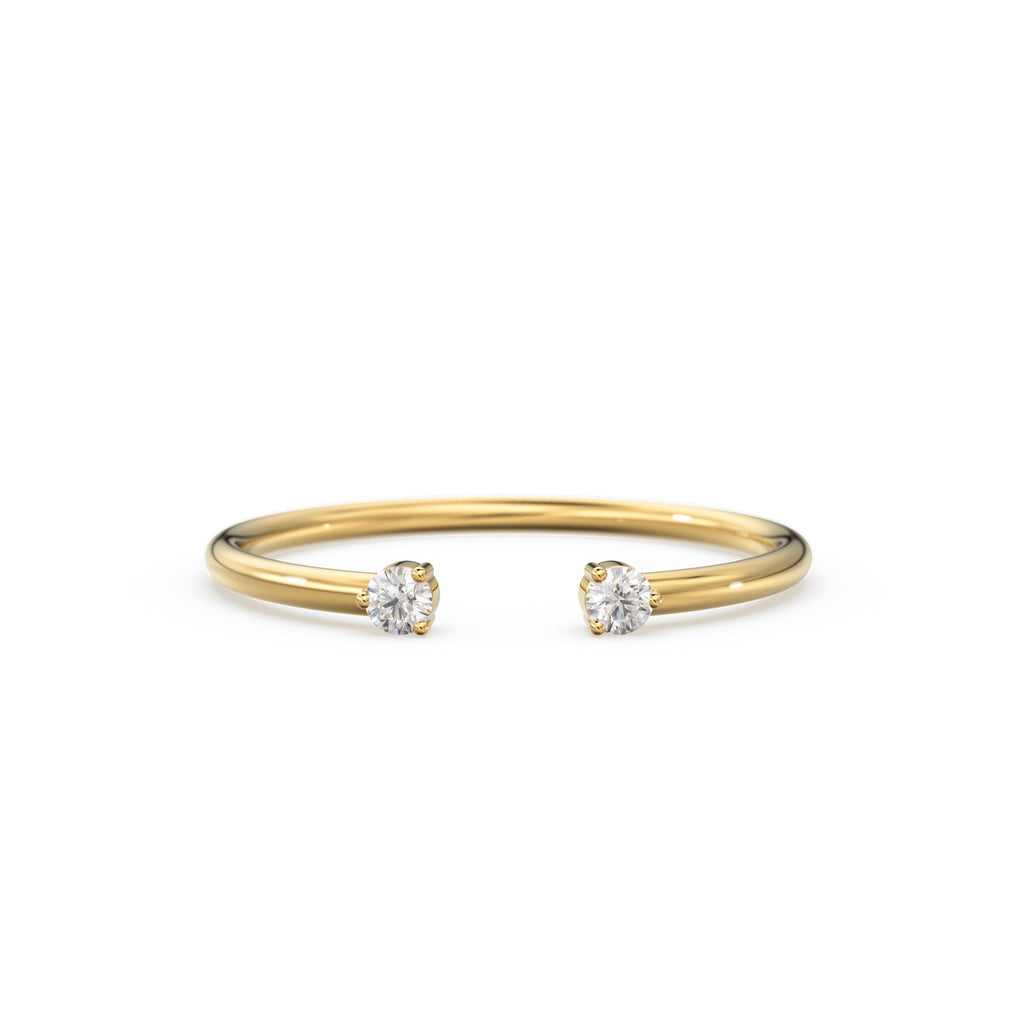 Dual Birthstone Ring / Open Diamond Ring / Two Birthstone Ring / Promise Ring / His and Hers Promise Ring / Birthday gift for her / Stacking
