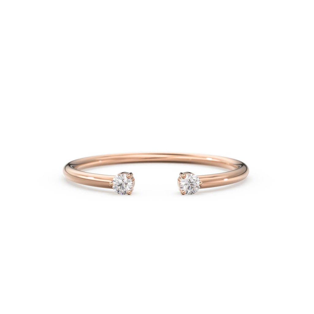 Dual Birthstone Ring / Open Diamond Ring / Two Birthstone Ring / Promise Ring / His and Hers Promise Ring / Birthday gift for her / Stacking