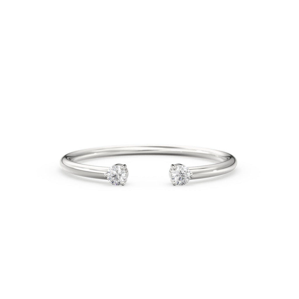 Dual Birthstone Ring / Open Diamond Ring / Two Birthstone Ring / Promise Ring / His and Hers Promise Ring / Birthday gift for her / Stacking