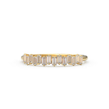 Load image into Gallery viewer, Baguette Ring / 14k Gold Stacking Diamond Womens Wedding Ring / Half Eternity Diamond Ring / Petite Stackable Ring / Channel Set Dainty Ring