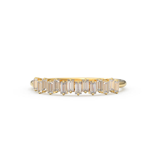Baguette Ring / 14k Gold Stacking Diamond Womens Wedding Ring / Half Eternity Diamond Ring / Petite Stackable Ring / Channel Set Dainty Ring