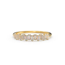 Load image into Gallery viewer, Baguette Ring / 14k Gold Stacking Diamond Womens Wedding Ring / Half Eternity Diamond Ring / Petite Stackable Ring / Channel Set Dainty Ring