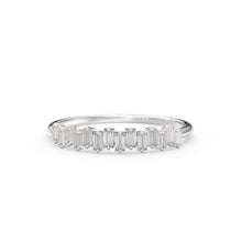 Load image into Gallery viewer, Baguette Ring / 14k Gold Stacking Diamond Womens Wedding Ring / Half Eternity Diamond Ring / Petite Stackable Ring / Channel Set Dainty Ring