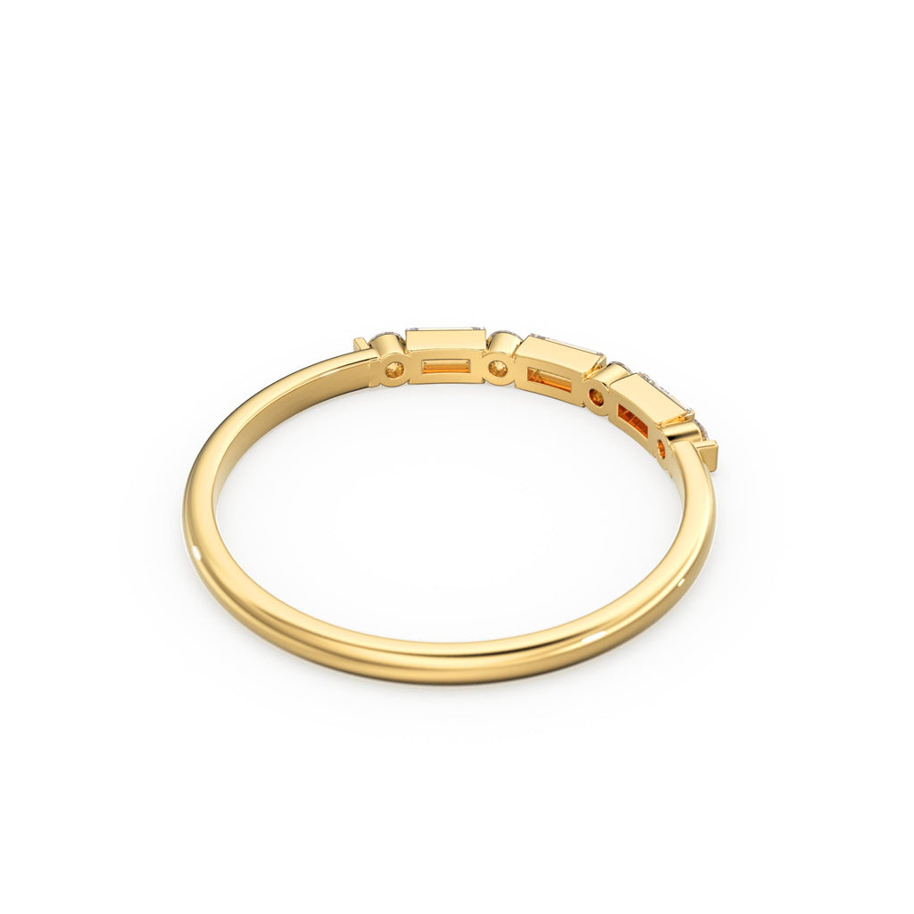 Alternating Baguette Round Diamond Wedding Ring / Baguette Ring / 14k Stacking  Ring / Half Eternity Diamond Ring / Petite Stackable Ring