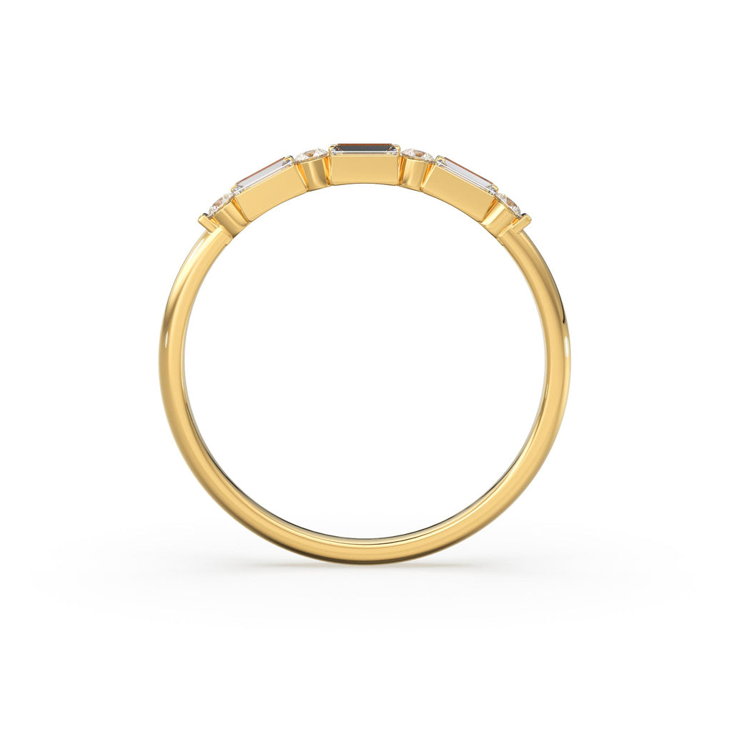 Alternating Baguette Round Diamond Wedding Ring / Baguette Ring / 14k Stacking  Ring / Half Eternity Diamond Ring / Petite Stackable Ring