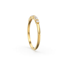 Load image into Gallery viewer, Alternating Baguette Round Diamond Wedding Ring / Baguette Ring / 14k Stacking  Ring / Half Eternity Diamond Ring / Petite Stackable Ring