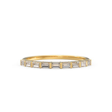 Load image into Gallery viewer, Baguette Wedding Band / 14k Gold 7 Stone Baguette Diamond Womens Wedding Ring / Minimalist Design Ring / Half Eternity Ring / Stackable Ring