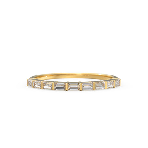 Baguette Wedding Band / 14k Gold 7 Stone Baguette Diamond Womens Wedding Ring / Minimalist Design Ring / Half Eternity Ring / Stackable Ring