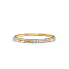 Load image into Gallery viewer, Baguette Wedding Band / 14k Gold 7 Stone Baguette Diamond Womens Wedding Ring / Minimalist Design Ring / Half Eternity Ring / Stackable Ring