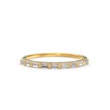 Baguette Wedding Band / 14k Gold 7 Stone Baguette Diamond Womens Wedding Ring / Minimalist Design Ring / Half Eternity Ring / Stackable Ring