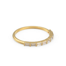 Load image into Gallery viewer, Baguette Wedding Band / 14k Gold 7 Stone Baguette Diamond Womens Wedding Ring / Minimalist Design Ring / Half Eternity Ring / Stackable Ring