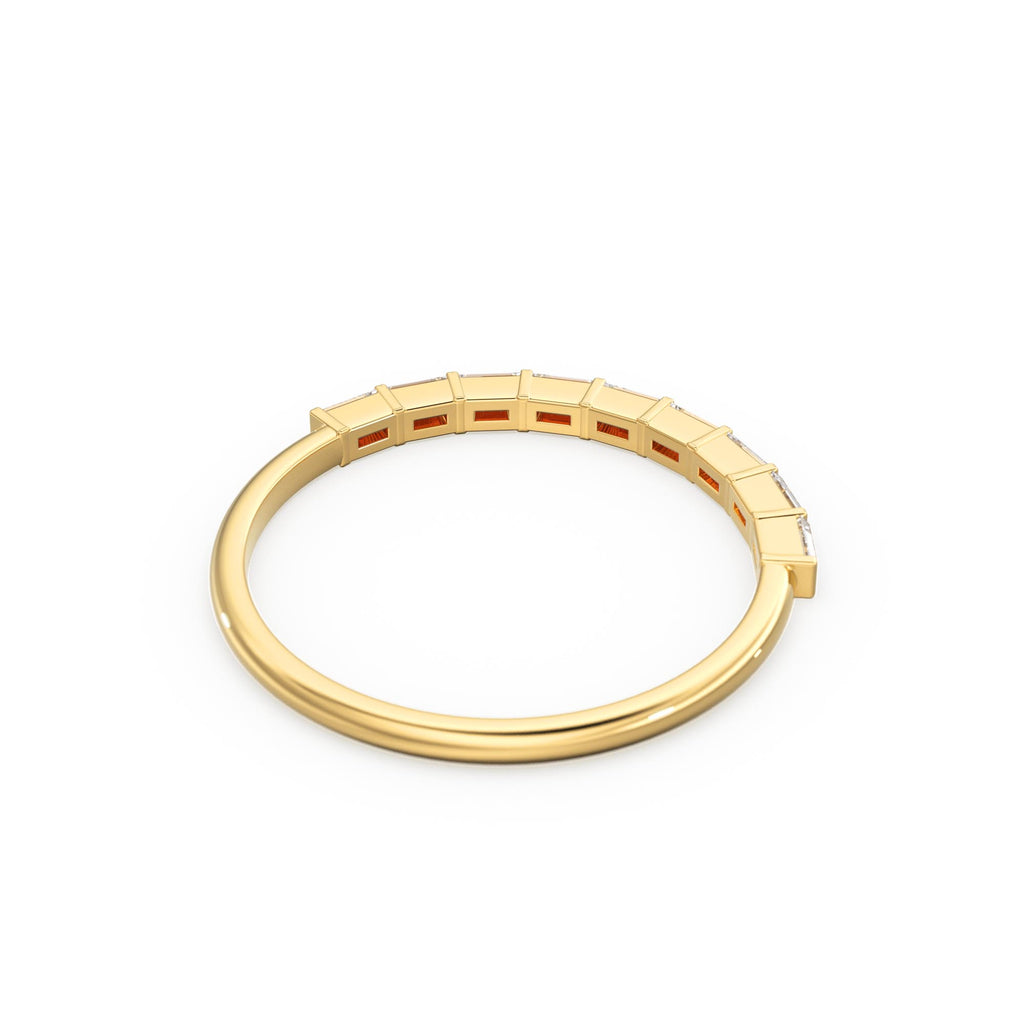 Baguette Wedding Band / 14k Gold 7 Stone Baguette Diamond Womens Wedding Ring / Minimalist Design Ring / Half Eternity Ring / Stackable Ring
