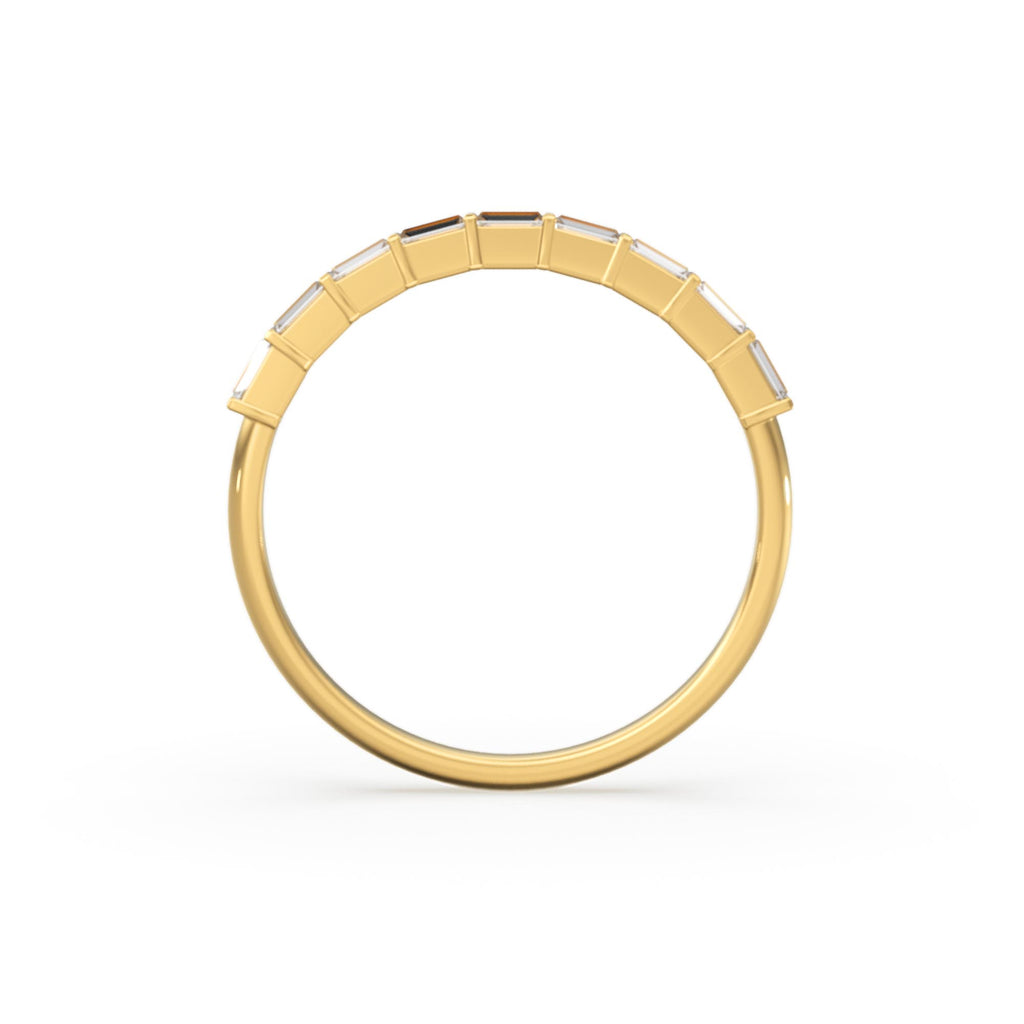 Baguette Wedding Band / 14k Gold 7 Stone Baguette Diamond Womens Wedding Ring / Minimalist Design Ring / Half Eternity Ring / Stackable Ring