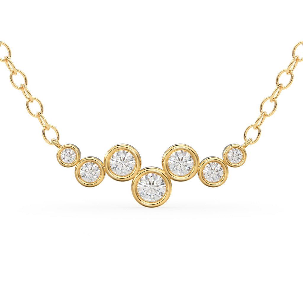 Diamond Necklace / 14k Gold Necklace / Floating Diamonds Necklace / Diamond Bubble Pendant / Birthday Gift for Her / Bezel Diamond Necklace