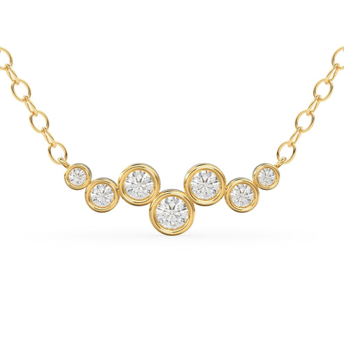 Diamond Necklace / 14k Gold Necklace / Floating Diamonds Necklace / Diamond Bubble Pendant / Birthday Gift for Her / Bezel Diamond Necklace