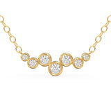 Diamond Necklace / 14k Gold Necklace / Floating Diamonds Necklace / Diamond Bubble Pendant / Birthday Gift for Her / Bezel Diamond Necklace