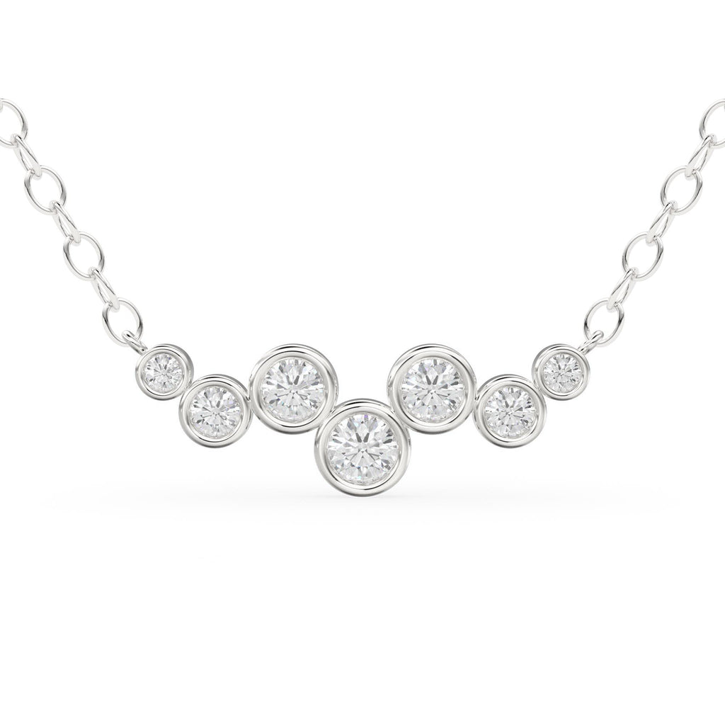 Diamond Necklace / 14k Gold Necklace / Floating Diamonds Necklace / Diamond Bubble Pendant / Birthday Gift for Her / Bezel Diamond Necklace